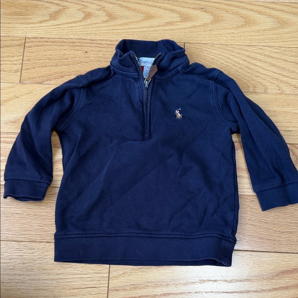 Ralph Lauren Dark Blue Quarter-Zip with Red inner Accent.